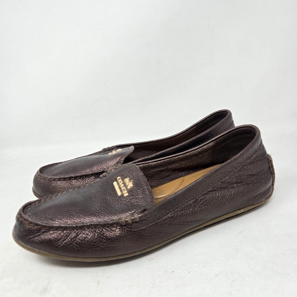 COACH Mary Lock Up Women's Shoes Bronze Pebbled Leather Comfort Loafers Size 8B - Picture 6 of 12